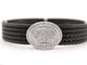 Bracelet ALOR2 / CHARRIOL - Bracelet Oval Station en acier noirci, or blanc 18k et diamants 0,65 ct 58 Facettes 276035