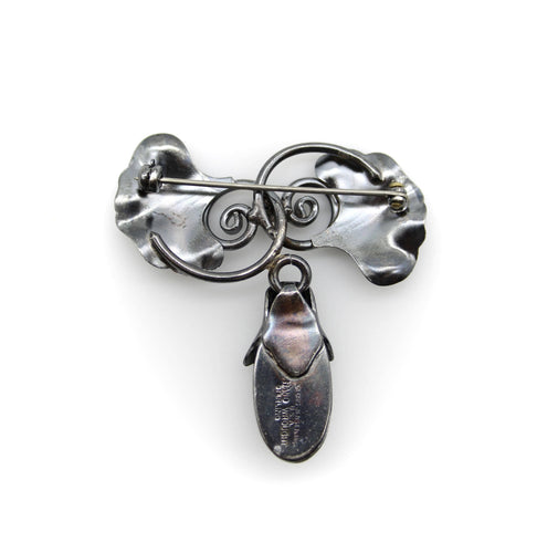 Broche Georg Jensen USA - Broche en argent sterling, feuilles de ginkgo et capsule de graines 58 Facettes 11248