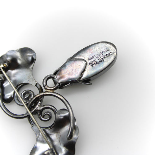 Broche Georg Jensen USA - Broche en argent sterling, feuilles de ginkgo et capsule de graines 58 Facettes 11248