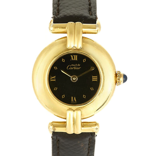 Montre Cartier - Montre Colisée Must en argent plaqué or, cadran noir 58 Facettes A1252