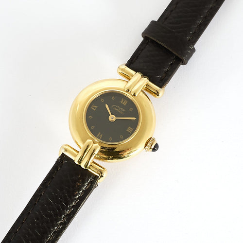 Montre Cartier - Montre Colisée Must en argent plaqué or, cadran noir 58 Facettes A1252
