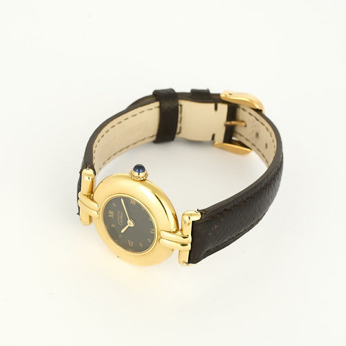 Montre Cartier - Montre Colisée Must en argent plaqué or, cadran noir 58 Facettes A1252