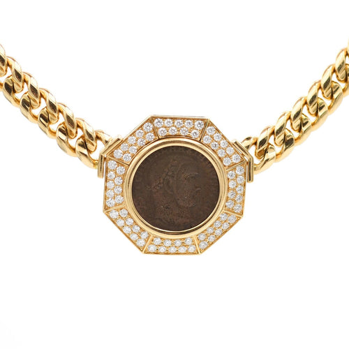 Collier Bulgari Monete - Collier en or jaune 18 carats, monnaie ancienne et diamants 58 Facettes 717A26_M