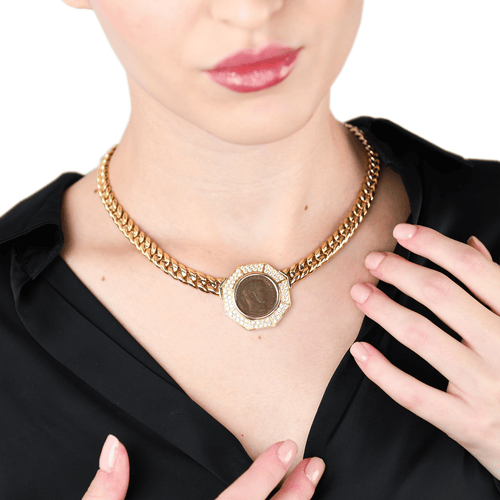 Collier Bulgari Monete - Collier en or jaune 18 carats, monnaie ancienne et diamants 58 Facettes 717A26_M