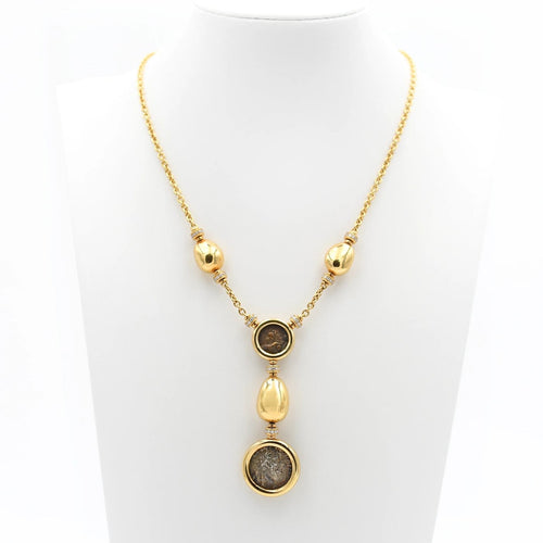 Collier Bulgari - Collier Monete vintage en or jaune, deux monnaies anciennes et diamants 58 Facettes 660A26_M