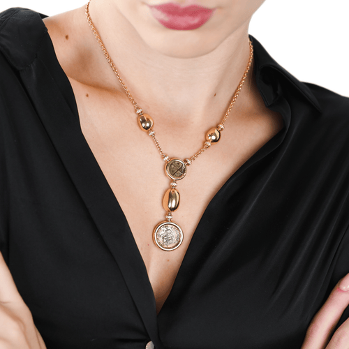 Collier Bulgari - Collier Monete vintage en or jaune, deux monnaies anciennes et diamants 58 Facettes 660A26_M