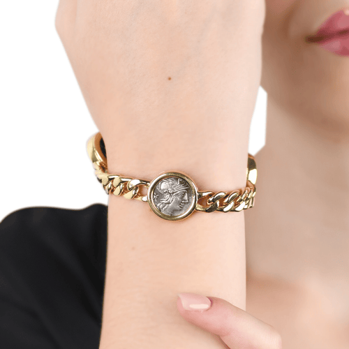 Bracelet Bulgari Monete - Bracelet en or jaune avec trois monnaies anciennes 58 Facettes 717B26_M