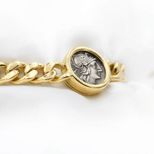 Bracelet Bulgari Monete - Bracelet en or jaune avec trois monnaies anciennes 58 Facettes 717B26_M