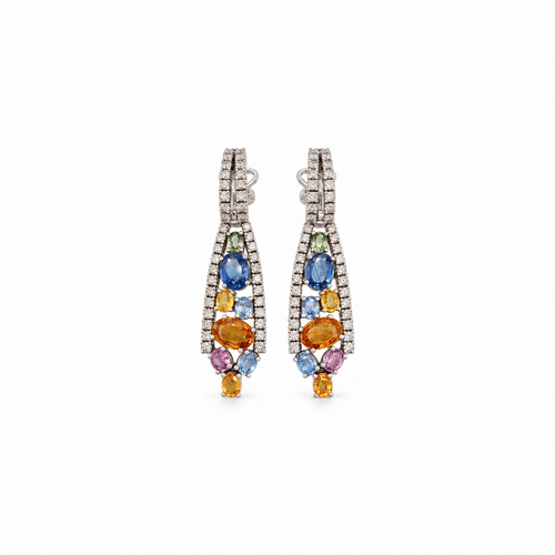 Boucles d'oreilles Boucles d’oreilles articulées en or blanc 18 carats, saphirs et diamants 58 Facettes 1.0001745/2