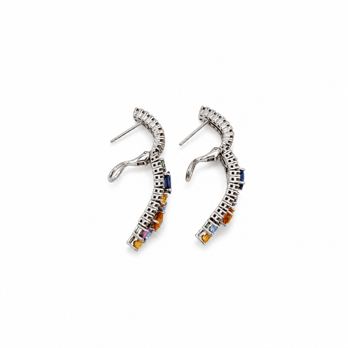 Boucles d'oreilles Boucles d’oreilles articulées en or blanc 18 carats, saphirs et diamants 58 Facettes 1.0001745/2