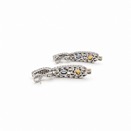 Boucles d'oreilles Boucles d’oreilles articulées en or blanc 18 carats, saphirs et diamants 58 Facettes 1.0001745/2