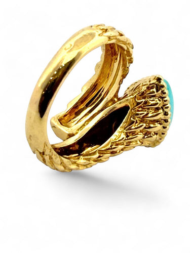 Bague 54 Boucheron Serpent Bohème - Bague en or jaune 18 carats et turquoise naturelle 58 Facettes SB