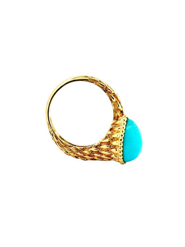 Bague 54 Boucheron Serpent Bohème - Bague en or jaune 18 carats et turquoise naturelle 58 Facettes SB