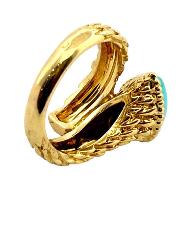 Bague 54 Boucheron Serpent Bohème - Bague en or jaune 18 carats et turquoise naturelle 58 Facettes SB