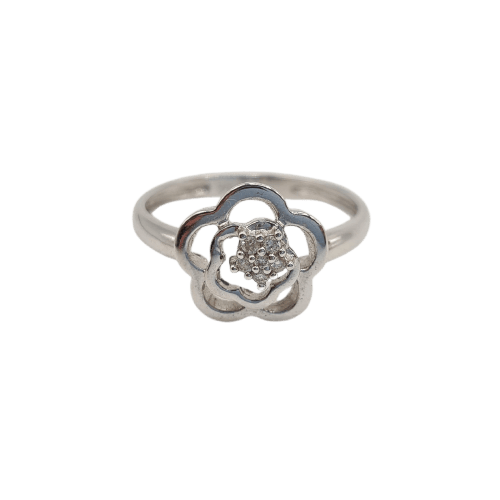 Bague 54 Bague fleur en or blanc 18k 58 Facettes #4959