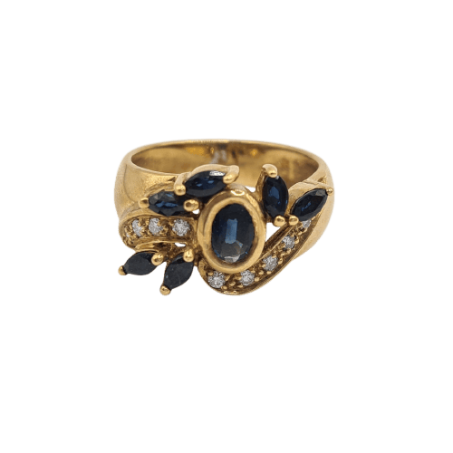 Bague 52 Bague en or jaune 18k avec diamants et saphir 58 Facettes #4960