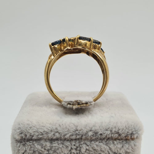 Bague 52 Bague en or jaune 18k avec diamants et saphir 58 Facettes #4960