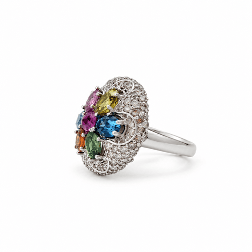 Bague 70 Bague dôme en or blanc 18 carats, saphirs et diamants 58 Facettes 1.0001745/3