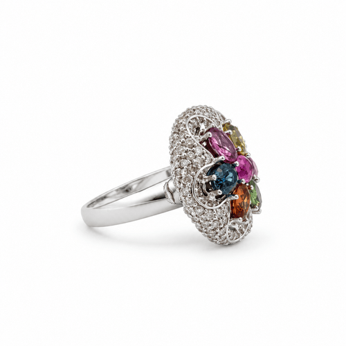 Bague 70 Bague dôme en or blanc 18 carats, saphirs et diamants 58 Facettes 1.0001745/3