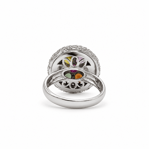Bague 70 Bague dôme en or blanc 18 carats, saphirs et diamants 58 Facettes 1.0001745/3
