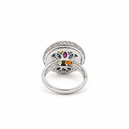 Bague 70 Bague dôme en or blanc 18 carats, saphirs et diamants 58 Facettes 1.0001745/3