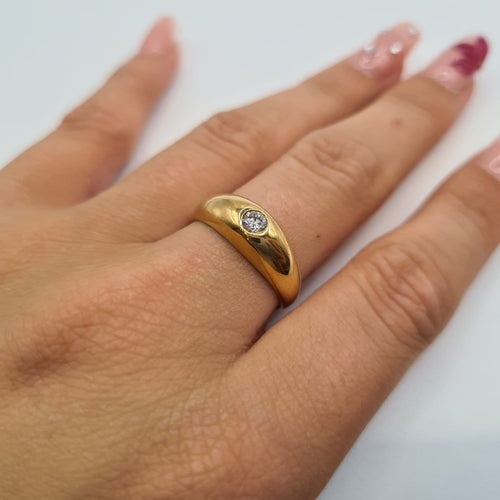 Bague 53 Alliance - Bague en or jaune 18 carats avec diamant 58 Facettes #4963