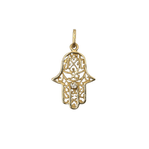 Pendentif Pendentif main de Fatma en or jaune 18 carats 58 Facettes #4964
