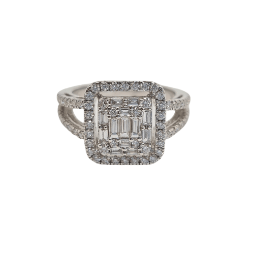 Bague 53 Bague en or blanc 18k avec diamants 58 Facettes #4967