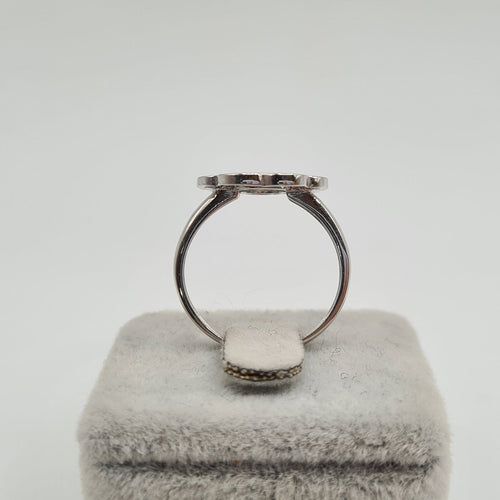 Bague 54 Bague fleur en or blanc 18k avec diamant 0,03 ct 58 Facettes #4970