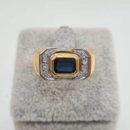Bague 52 Bague en or jaune 18k avec diamants et saphir 58 Facettes #4976