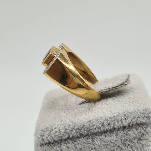 Bague 52 Bague en or jaune 18k avec diamants et saphir 58 Facettes #4976