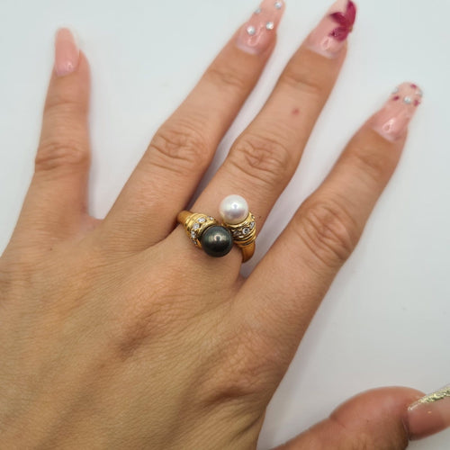 Bague 53 Bague en or jaune 18k avec perle de culture 58 Facettes #4979