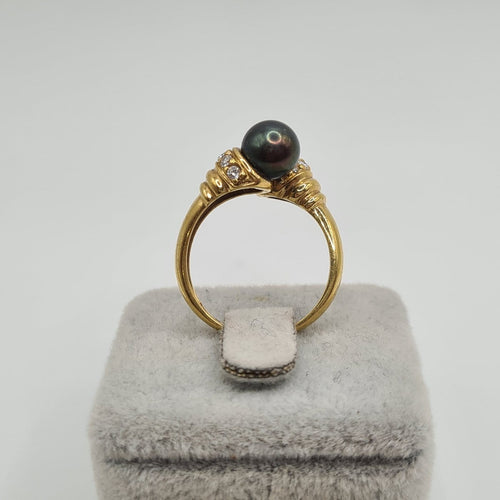 Bague 53 Bague en or jaune 18k avec perle de culture 58 Facettes #4979