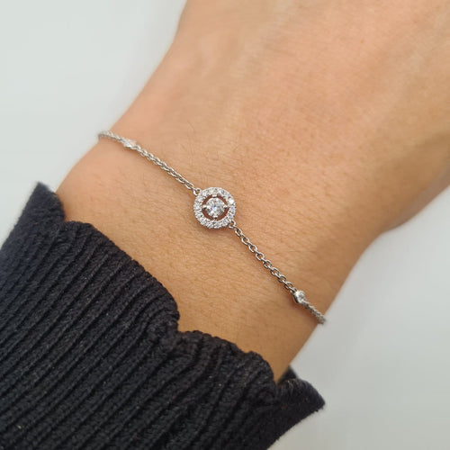 Bracelet Bracelet chaîne en or blanc 18k serti de diamants 58 Facettes #4984