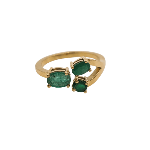 Bague 53 Bague en or jaune 18k avec émeraude 58 Facettes #5033