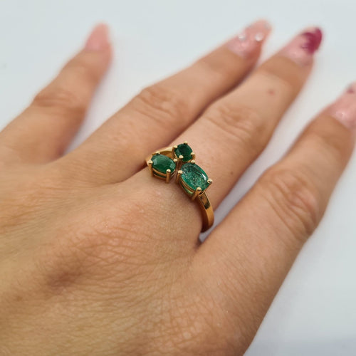 Bague 53 Bague en or jaune 18k avec émeraude 58 Facettes #5033