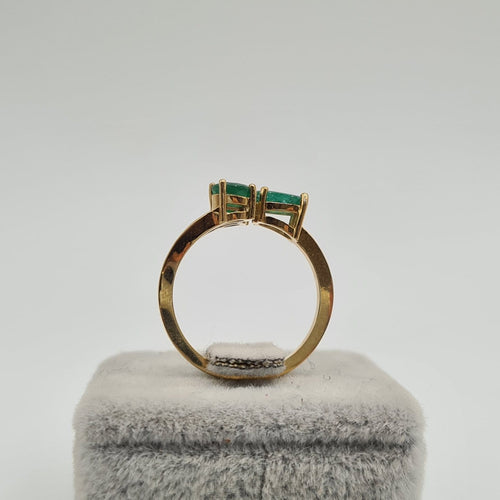 Bague 53 Bague en or jaune 18k avec émeraude 58 Facettes #5033