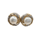 Boucles d'oreilles Boucles d’oreilles en or jaune et blanc avec perle 58 Facettes #5034