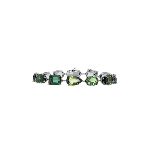 SAUER - Bracelet Héritage en or noirci 18 carats, tourmalines et prasiolites 58 Facettes SW
