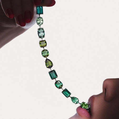 SAUER - Bracelet Héritage en or noirci 18 carats, tourmalines et prasiolites 58 Facettes SW