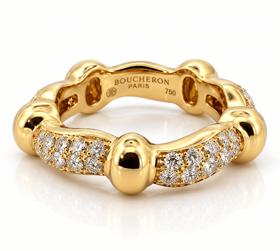Boucheron - Bague vintage en or jaune 18 carats et diamants 58 Facettes bc