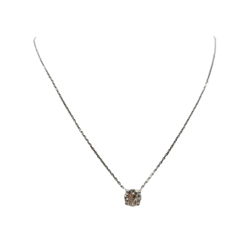 Collier - Chaîne en or blanc 18 carats avec diamant naturel certifié GIA 58 Facettes #5058