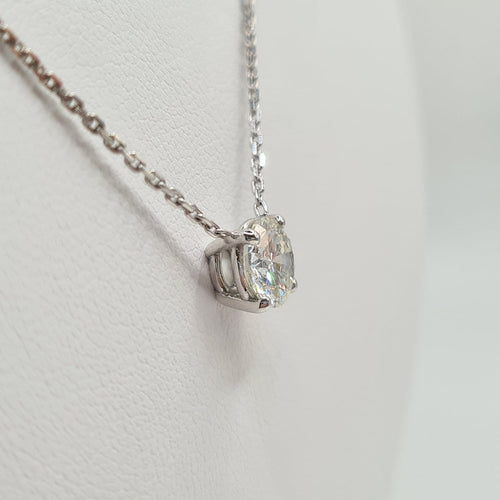 Collier - Chaîne en or blanc 18 carats avec diamant naturel certifié GIA 58 Facettes #5058