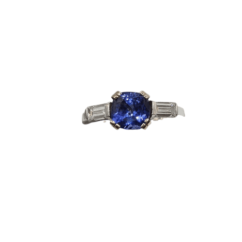 Bague en or blanc 18k avec tanzanite 58 Facettes #BT7