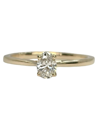 Bague solitaire en or jaune 18k avec diamant ovale de 0,35 ct 58 Facettes 2420