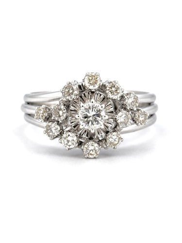 Bague 57 Bague ancienne en or blanc et diamants 58 Facettes 13367
