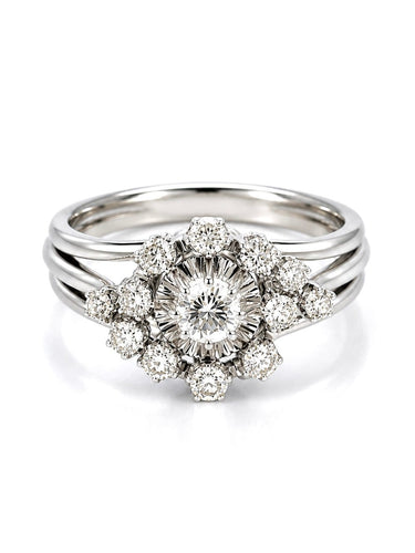 Bague 57 Bague ancienne en or blanc et diamants 58 Facettes 13367