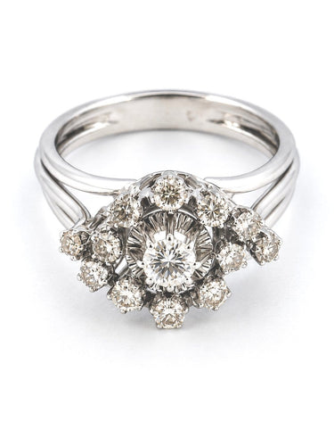 Bague 57 Bague ancienne en or blanc et diamants 58 Facettes 13367