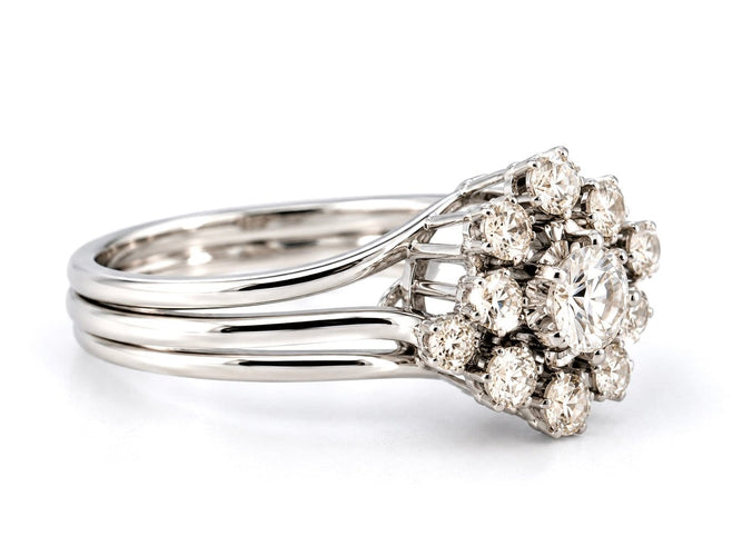 Bague 57 Bague ancienne en or blanc et diamants 58 Facettes 13367