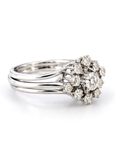 Bague 57 Bague ancienne en or blanc et diamants 58 Facettes 13367